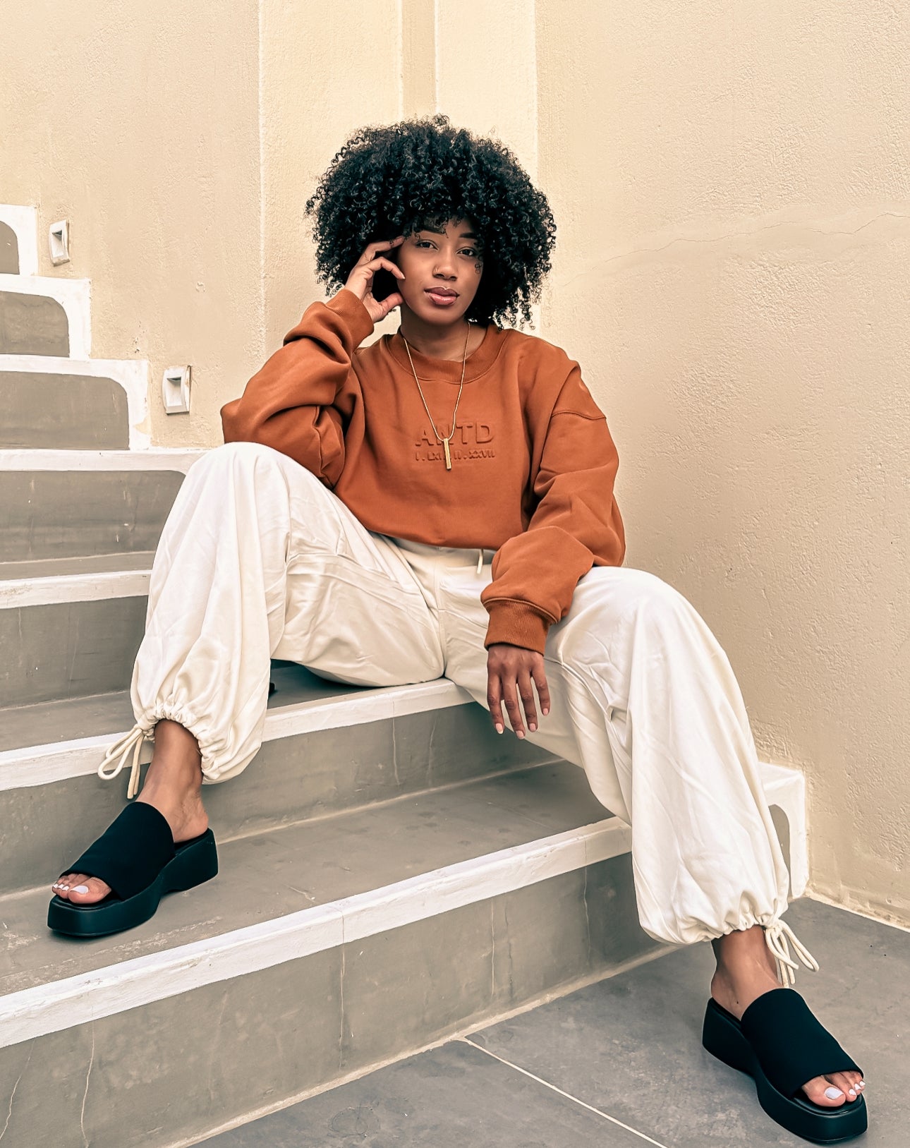 ANOINTED Autumn Orange Crewneck Sweater